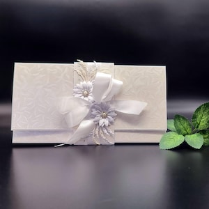 Elegante handgemaakte trouwenvelop, envelop voor geld, trouwenvelop voor papieren bloemen, contant huwelijkscadeau, trouwenvelop in geschenkdoos