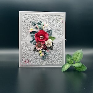 Carte de voeux de luxe,Carte faite main en blanc et argent,Carte dans une boîte décorée,Carte pour un cadeau,Carte de voeux pour mère, femme, petite amie, grand-mère
