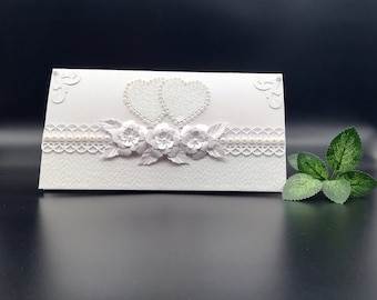 Enveloppe de mariage faite main/Enveloppe élégante pour l'argent du mariage/Enveloppe pour coupon/Enveloppe décorée de perles nacrées/Enveloppe dans une boîte