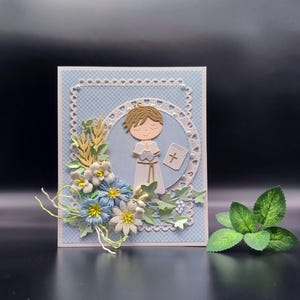 Carte de baptême faite main, carte de voeux de communion, carte religieuse pour garçon, carte de confirmation, carte-cadeau, carte-cadeau en espèces
