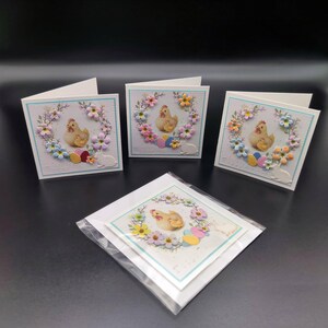 Minipaaskaartenset, handgemaakte miniwenskaarten, zes minicadeaukaarten, vierkante kaartenset, zes paasmandkaarten