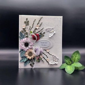 Luxury handmade greeting card, 3D greeting card with flowers, Card in a gift box ,Birthday Card, Retirement Card, Greetings for Mother's Day