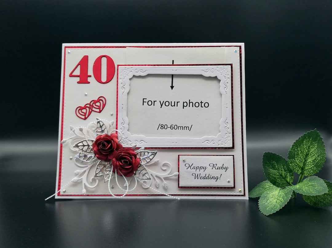 Handmade 40th Anniversary Card: Ruby Wedding Photo Frame Gift - Etsy