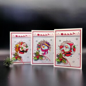 Conjunto de cartões de Natal, Três mini cartões de Natal, Mini cartões de felicitações de Natal, Conjunto de cartões de Natal, Conjunto de cartões de felicitações de Natal