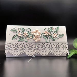 Busta portasoldi fatta a mano, portafoglio portasoldi con fiori, portacarte regalo, busta portasoldi in scatola regalo, busta portasoldi per un giorno speciale.