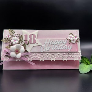 Envelope de dinheiro de 18º aniversário, cartão de felicitações 3D para menina, feliz aniversário de 18 anos, envelope em caixa de presente, cartão de aniversário de 18 anos para filha, namorada