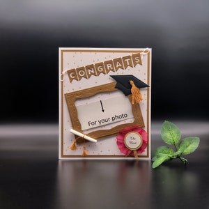 Carte de remise des diplômes avec photo,Carte de remise des diplômes dans une boîte décorée,Carte de remise des diplômes pour un cadeau en argent,Félicitations pour l'obtention de votre diplôme,Carte avec photo