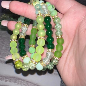 Bracciale del giorno di San Patrizio / gioielli verdi / gioielli del giorno di San Patty / fortuna dei gioielli irlandesi / bracciali con perline / gioielli personalizzabili