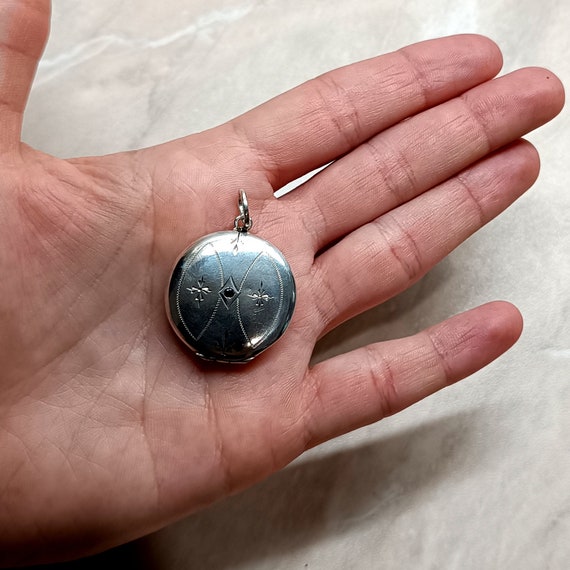 Antique Art Nouveau pendant, Silver locket made i… - image 4