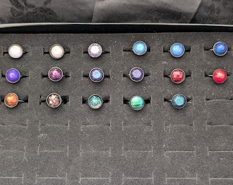 Black Stainless Steel Open Band Adjustable Goth Rings