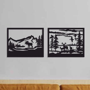 Animal World Metal Wall Decor, Deer Metal Wall Art, Forest Wall Art, Bedroom Wall Decor, Living Room Wall Art, Above Bed Decor, Metal Sign