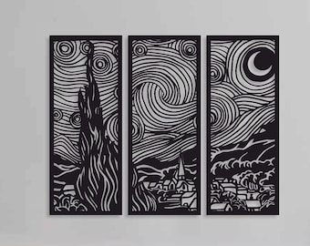 Van Gogh Starry Night Metal Wall Art, Van Gogh Metal Wall Art, Living Room Wall Decor, Above Bed Decor, Artwork for Walls, Art Wall Decor