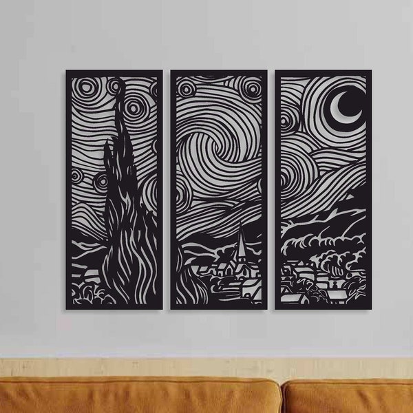 Van Gogh Starry Night Metal Wall Art, Van Gogh Metal Wall Art, Living Room Wall Decor, Above Bed Decor, Artwork for Walls, Art Wall Decor