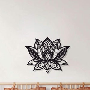 Metal Lotus Wall Art, Lotus Flower Mandala Wall Decor, Yoga Wall Decor, Above Bed Decor, Artwork for Walls, Modern Wall Decor