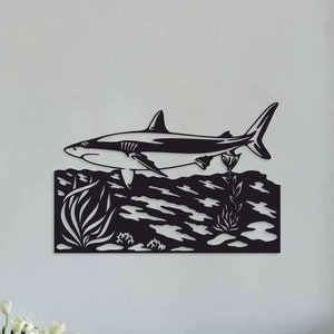 Shark Metal Wall Decor, Shark Metal Wall Art, Metal Wall Art, Living Room Wall Decor, Above Bed Decor, Artwork for Walls, Unique Shark Decor