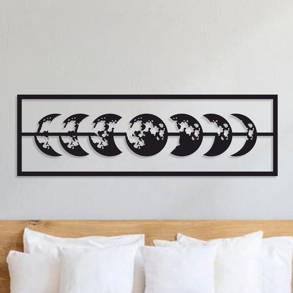 Phases of the Moon Metal Wall Decor, Moon Metal Wall Art, Wall Art, Bedroom Wall Decor, Living Room Wall Art, Above Bed Decor, Metal Sign