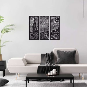 Van Gogh Starry Night Metal Wall Art, Van Gogh Metal Wall Art, Living Room Wall Decor, Above Bed Decor, Artwork for Walls, Art Wall Decor