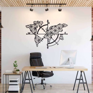 World Map Metal Wall Decor, Map Metal Wall Art, World Map Wall Art, Bedroom Wall Decor, Living Room Wall Art, Large Metal Wall Art