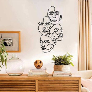 Woman Face Line Art, Abstract Woman Face Metal Wall Decor, Woman Face Panel Line Wall Art, Living Room Wall Art, Above Bed Decor