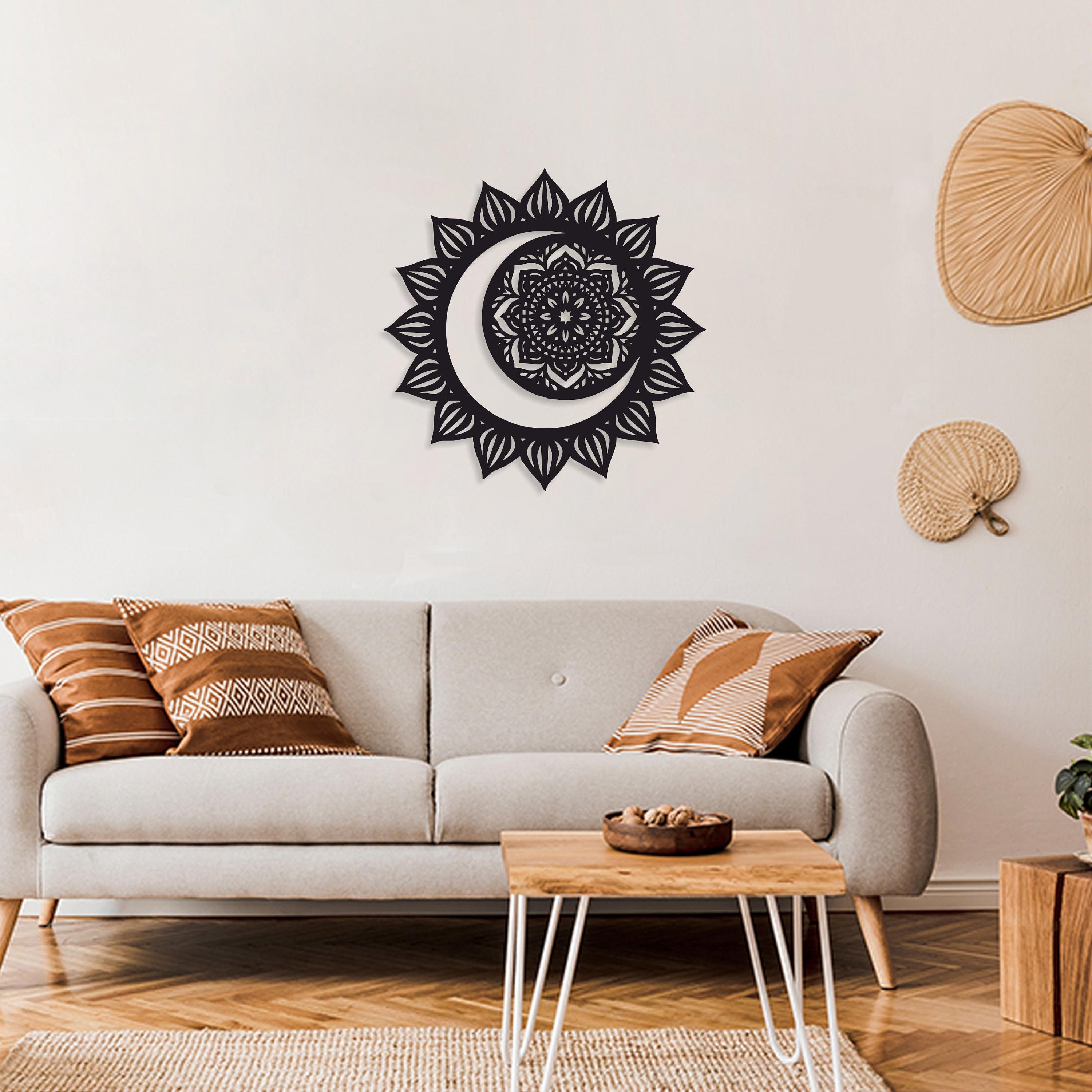 Moon Metal Wall Decor Sun and Moon Metal Wall Art Mandala Etsy