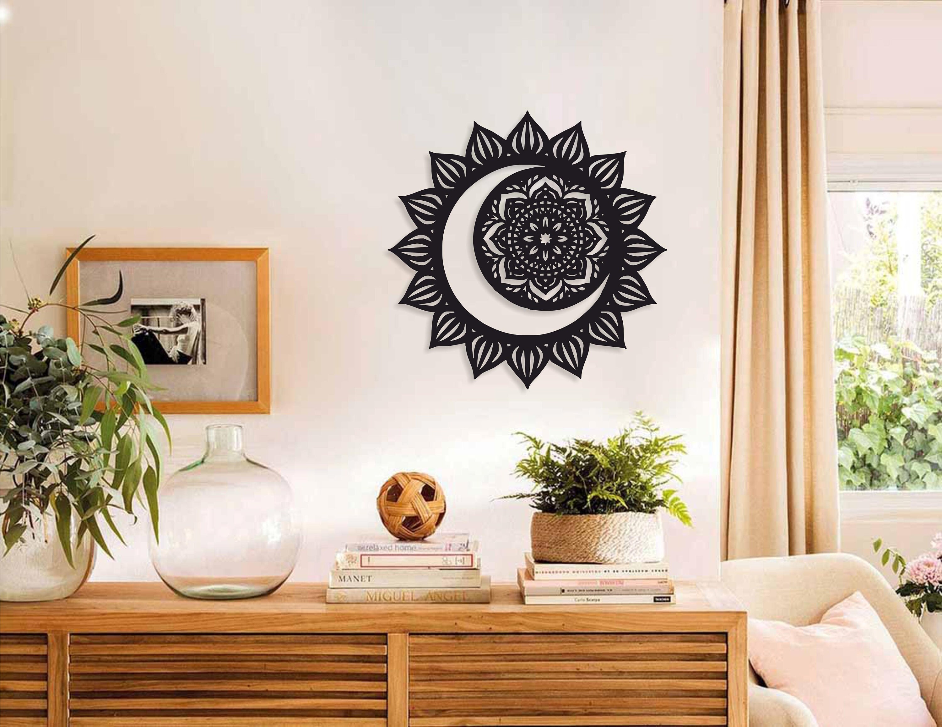 Moon Metal Wall Decor Sun and Moon Metal Wall Art Mandala Etsy