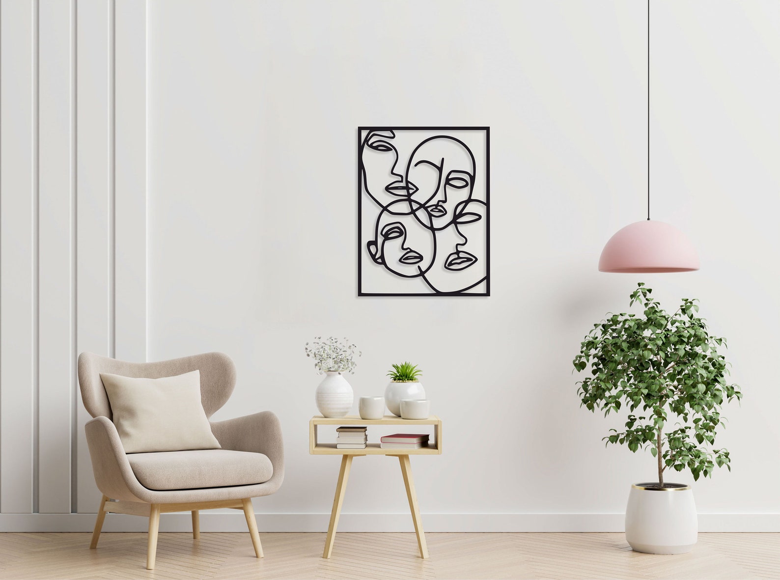 Faces Line Art Metal Wall Decor Faces Metal Wall Art Line Etsy