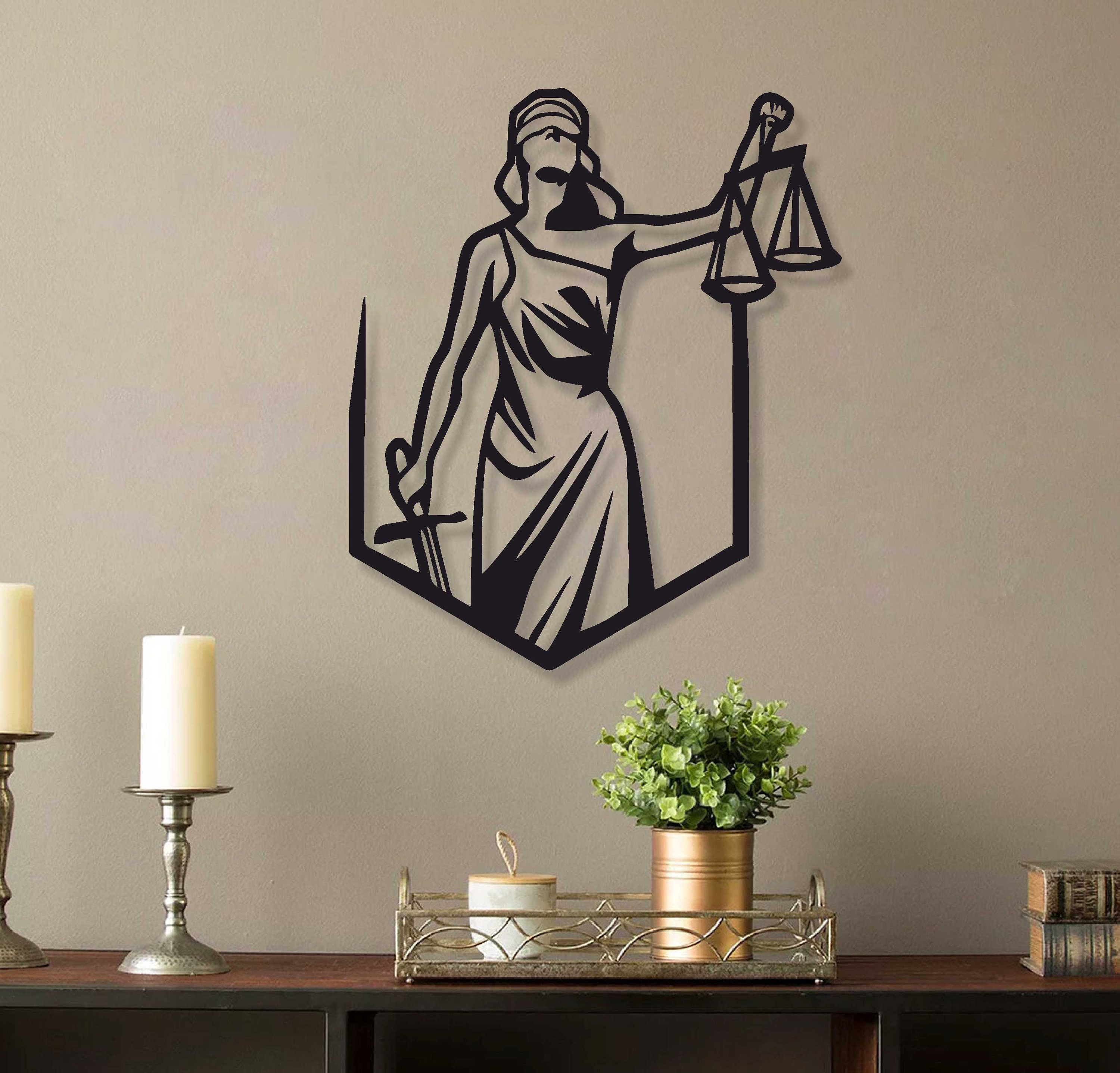 Lady Justice Metal Wall Art Justice Wall Decor Living Room Etsy