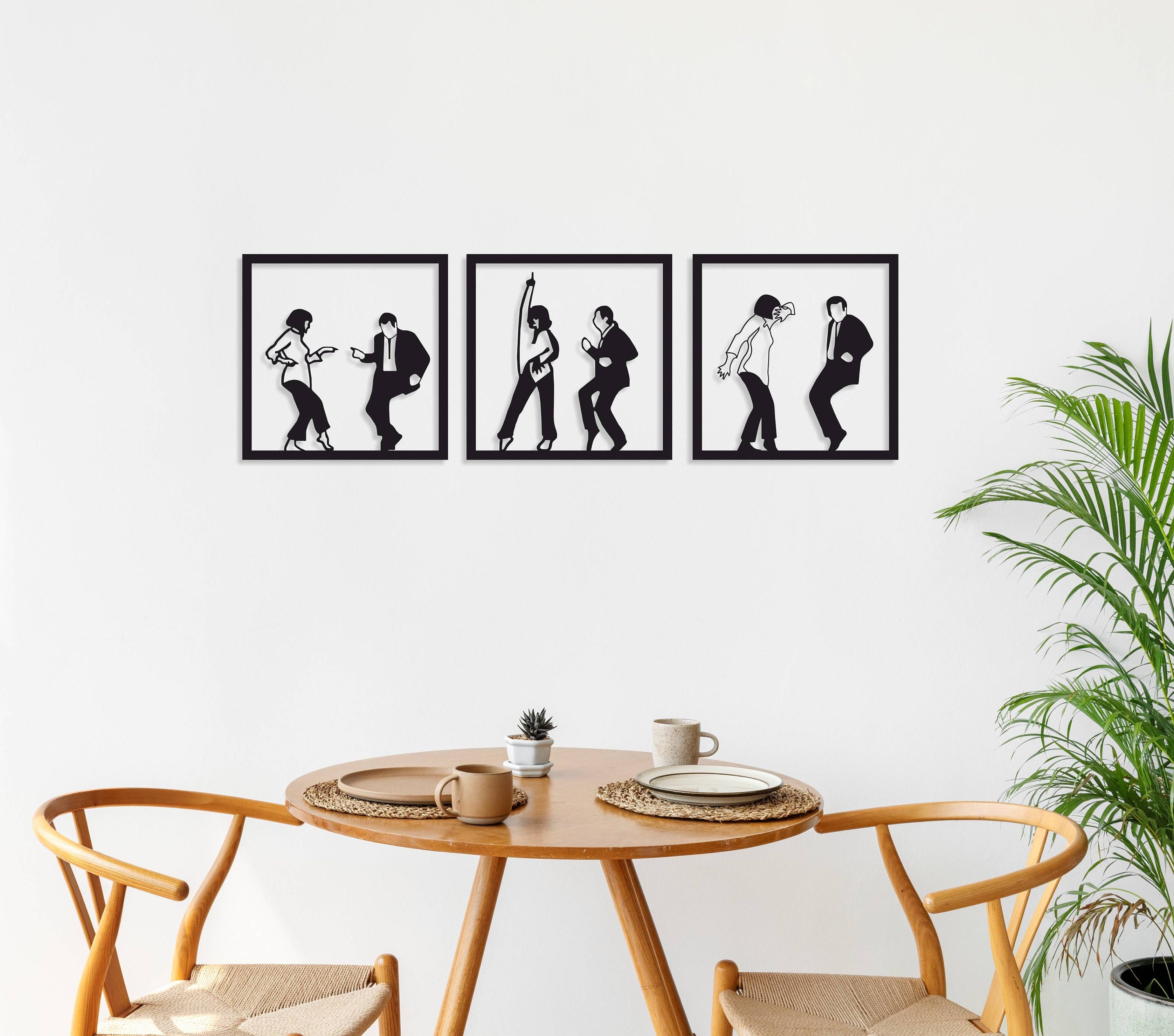 Pulp Fiction Metal Wall Set, Pulp Fiction Dance Scene, Metal Pulp Fiction Wall Art, Metal Wall Decor, Bedroom Wall Art, Living Room Wall Art