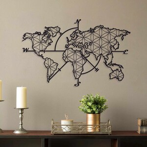Landkarte des Lebens Metall Wanddekoration, Weltkarte Metall Wandkunst, Wohnzimmer Wand Dekor, Überbett Dekor, Kunstwerk für Wände, Karte Kunst Wand dekor