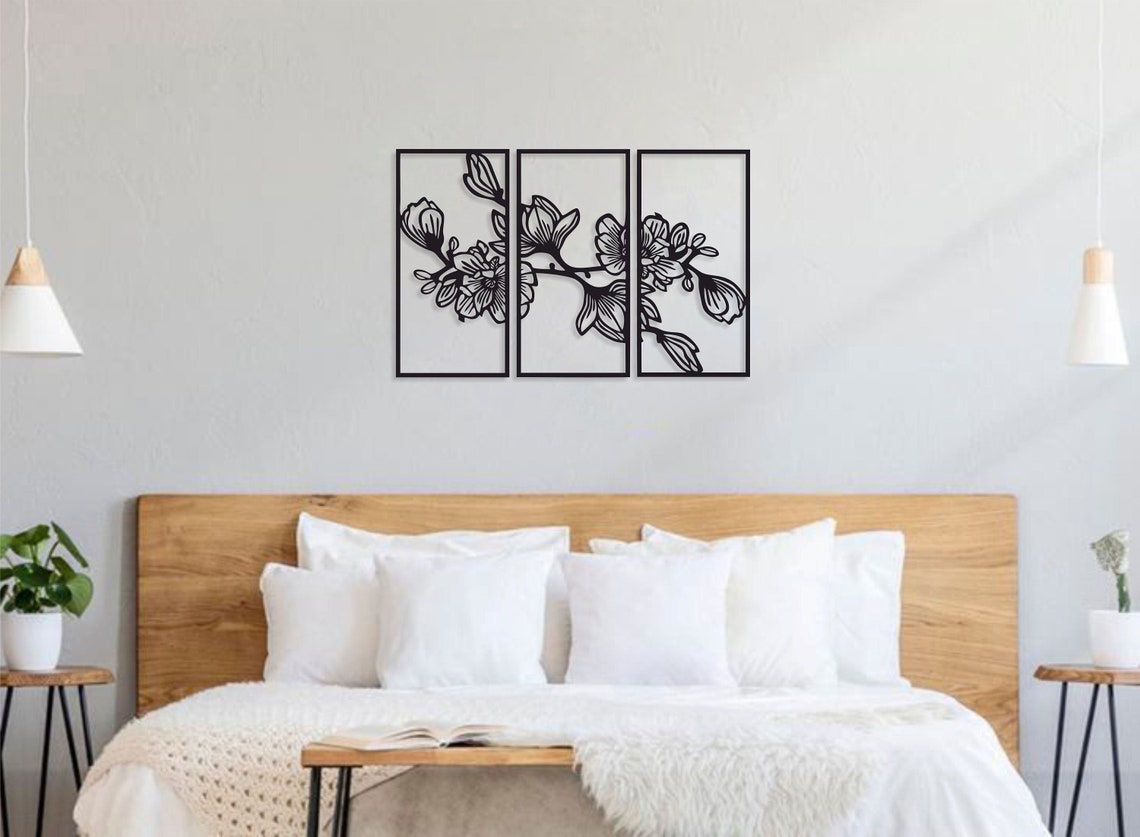 Magnolia Flower Metal Wall Decor Magnolia Metal Wall Art Etsy