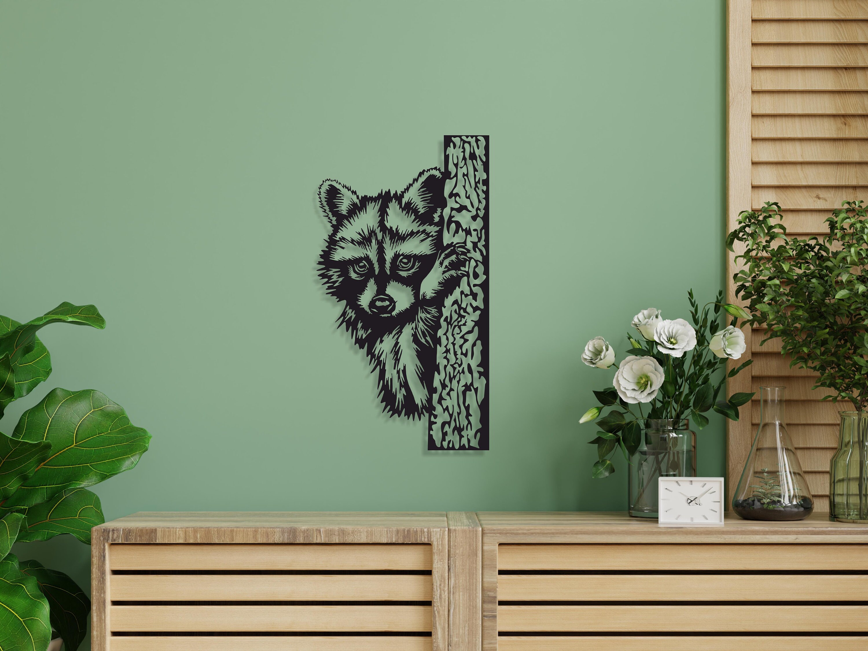 Raccoon Metal Wall Art Wild Animal Metal Wall Art Living Etsy