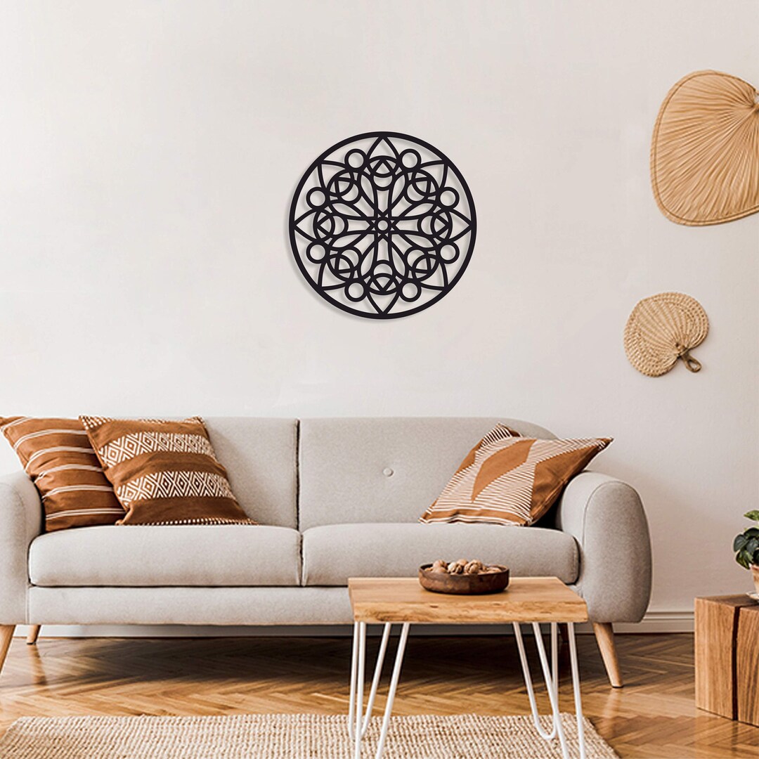Circle Metal Wall Decor, Mandala Wall Art, Metal Wall Art, Living Room ...
