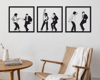 Pulp Fiction Metal Wall Set, Pulp Fiction Dance Scene, Metal Pulp Fiction Wall Art, Metal Wall Decor, Bedroom Wall Art, Living Room Wall Art