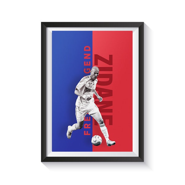 Zinedine Zidane France art print l Football Legends l 2006 France Home