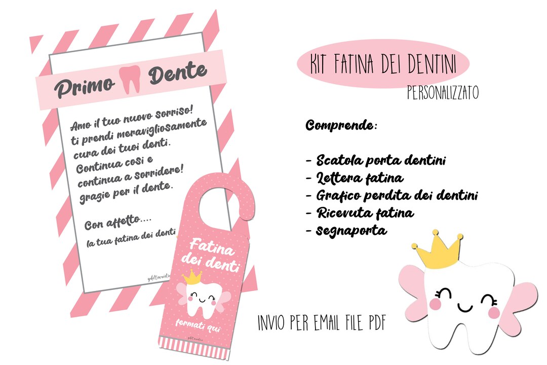 Scatola Per Denti Della Fatina In Legno Intagliato 3D – Porta Denti Per Bambini Con Sacchettino E Tatuaggio Temporaneo Casuale