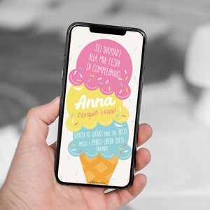 Invito Digitale festa a tema Ice Cream - invito festa - invito digitale personalizzato - compleanno