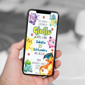 Invito Digitale festa a tema Pokemon - invito festa - invito digitale personalizzato - compleanno