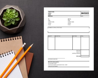 Plantilla de factura simple. Editable en Excel. Archivo imprimible. Formulario de Negocio. Fácil de editar: Ajuste el tamaño o los colores de acuerdo con sus necesidades.