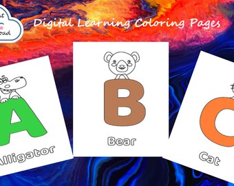 Childrens Digital ABC, Number and Color By Number Pages
