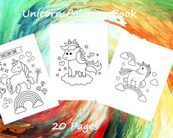 Adorable Unicorn Digital Coloring Book!