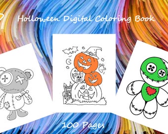 100 Awesome Holloween Pages - Digital Coloring Book