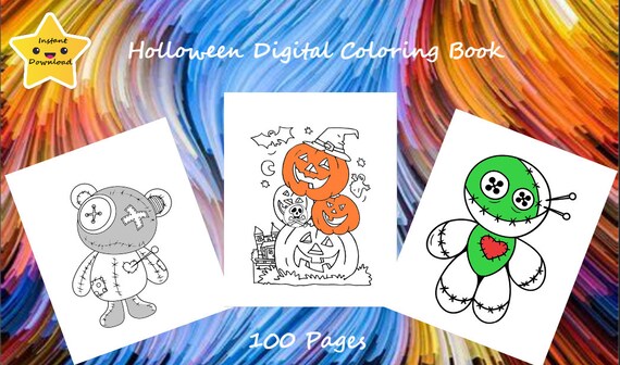 100 Awesome Holloween Pages - Digital Coloring Book