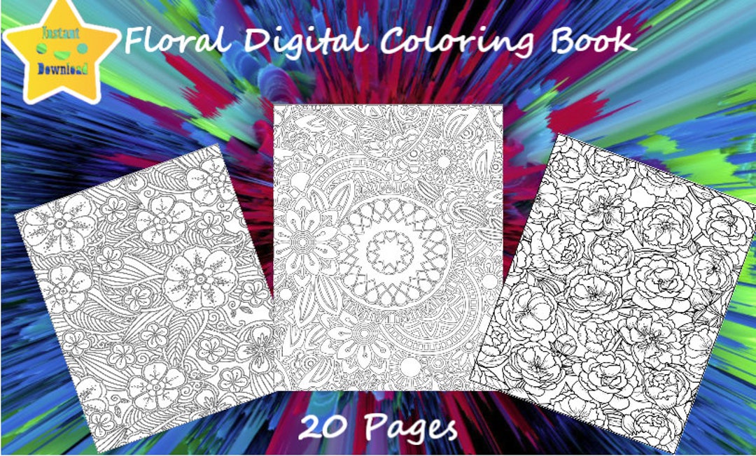 Floral Designs - Digital Coloring Book - Etsy