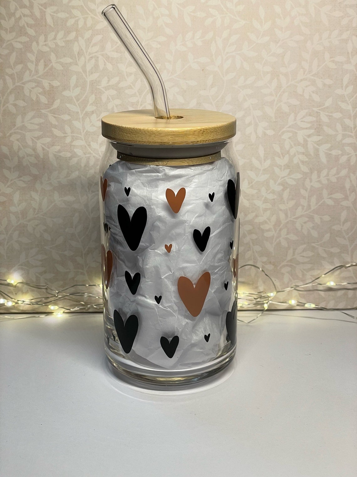 16oz Libbey Glass W. Bamboo Lid & Glass Straw Mama Needs Etsy