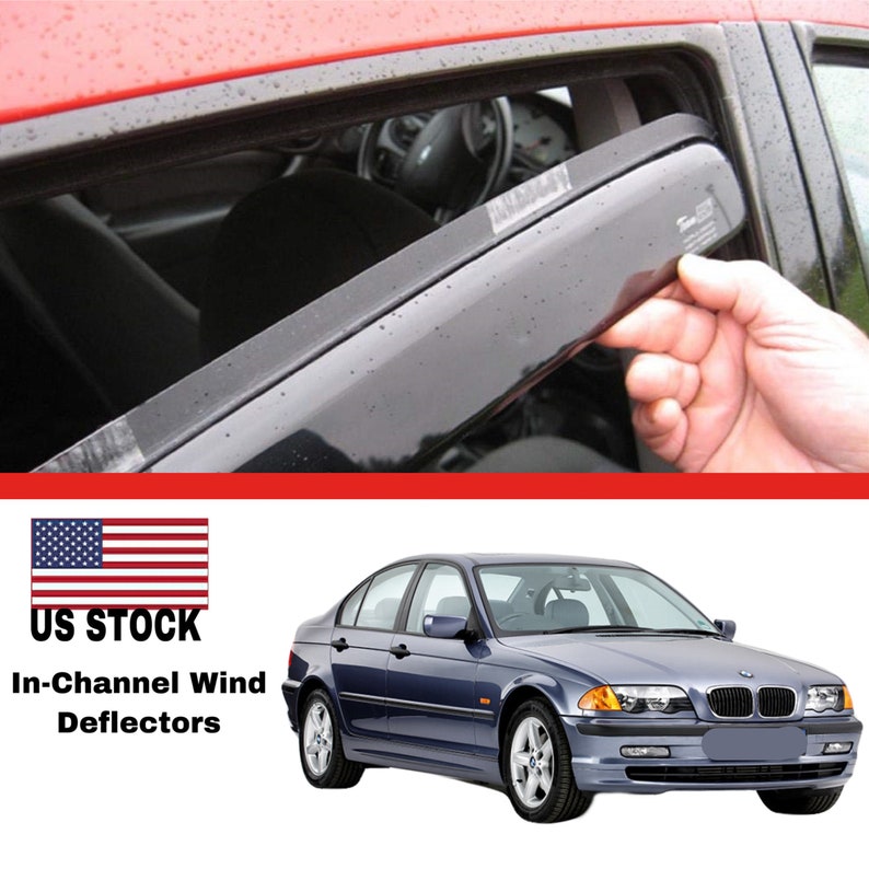 In Channel Wind DEFLECTORS Rain Guards for BMW Seria 3 E46 19982007