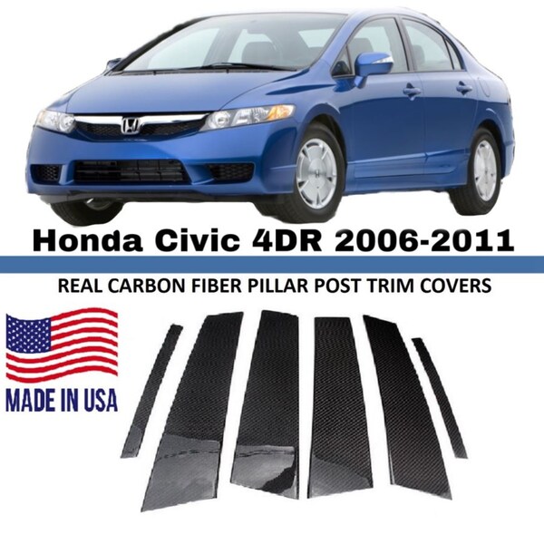 Chrome Pillar Posts Kit For Honda Civic Sedan 2006-2011 – 6-Piece Door Trim Set