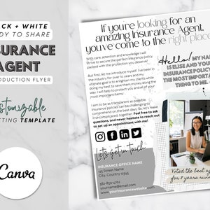 Marketingflyer voor verzekeringsagenten | Introductieflyer verzekeringsagent | Social media-sjablonen voor verzekeringsagenten | Flyer verzekeringsagent