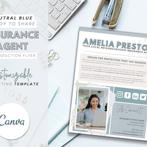 Insurance Agent Marketing Flyer | Insurance Agent Introduction Flyer | Social Media Templates For Insurance Agents | Insurance Agent Flyer