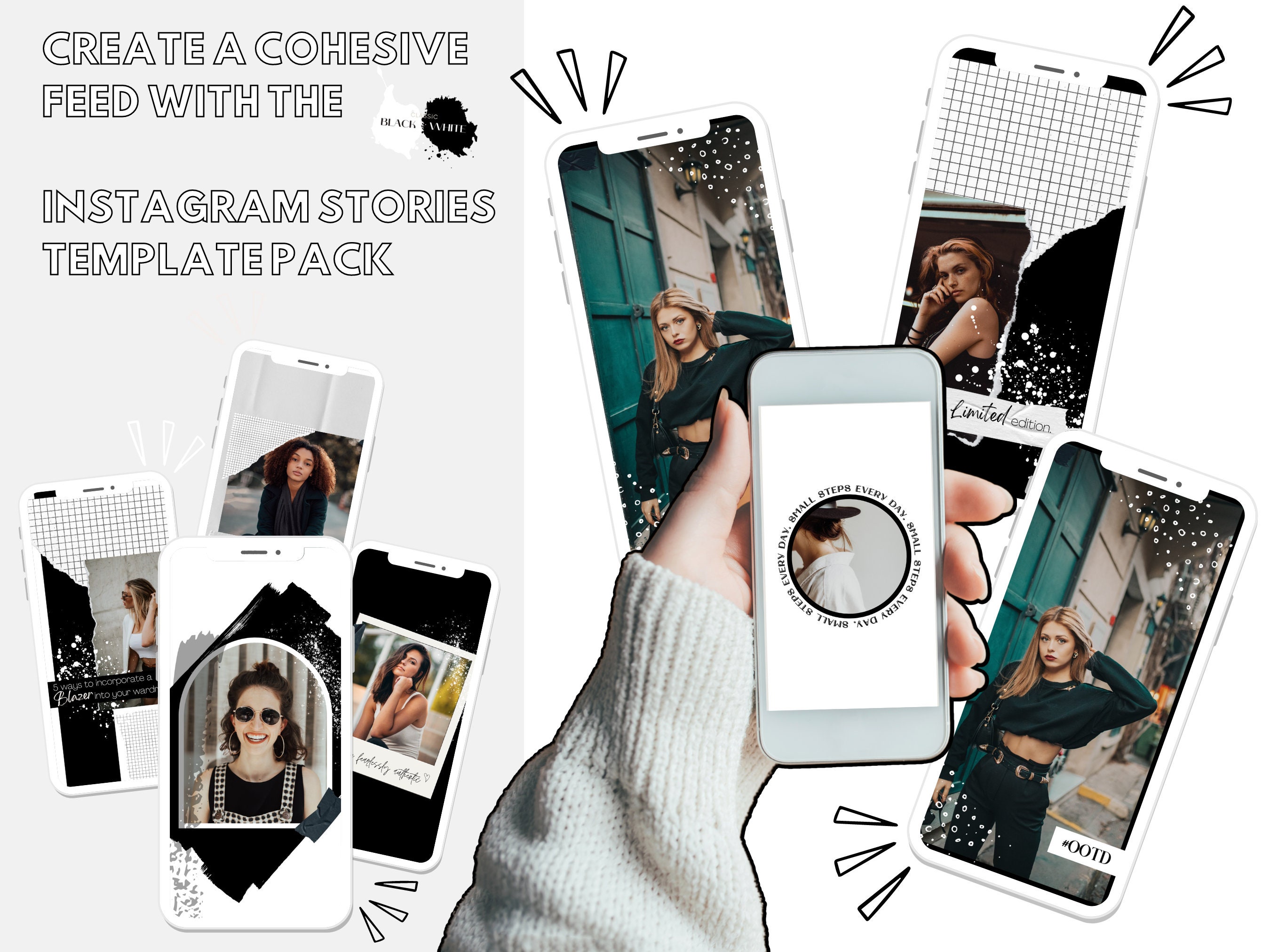 Instagram Post Template Canva Black and White Instagram Post - Etsy