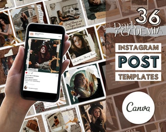 Instagram Post Template Canva | Dark Academia Instagram Templates | Bookstagram Instagram Template | Social Media Templates For Writers